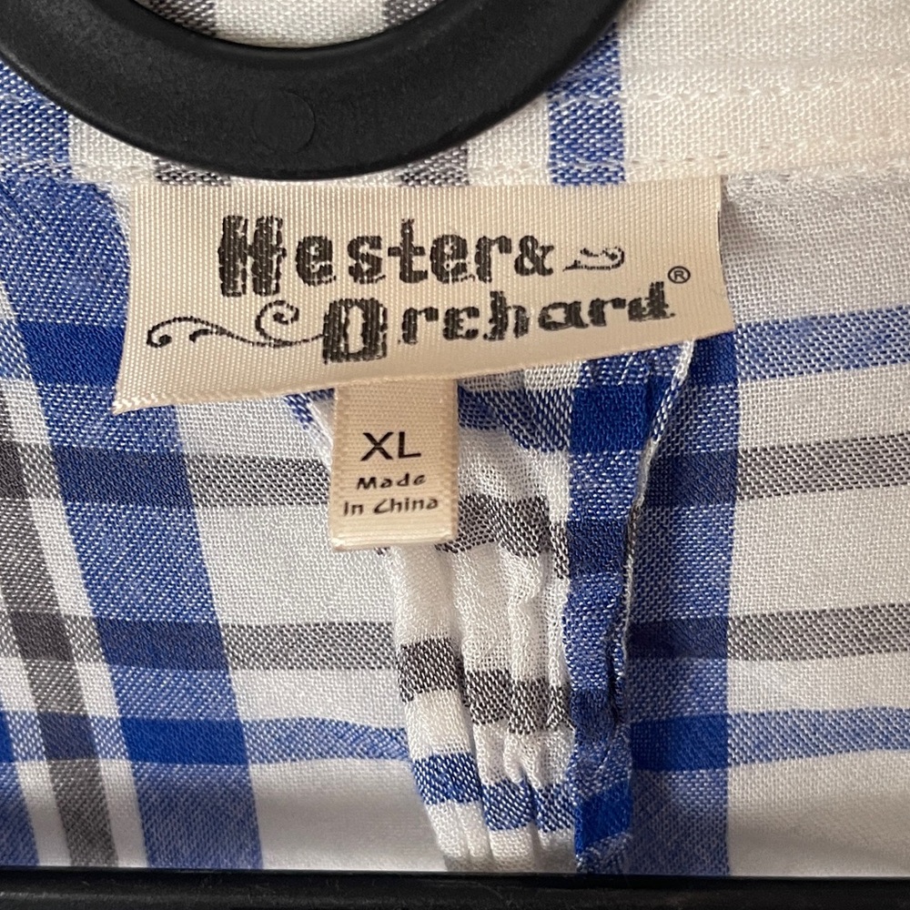Hester & Orchard White Blue Plaid Button Down Shirt - Picture 3 of 5